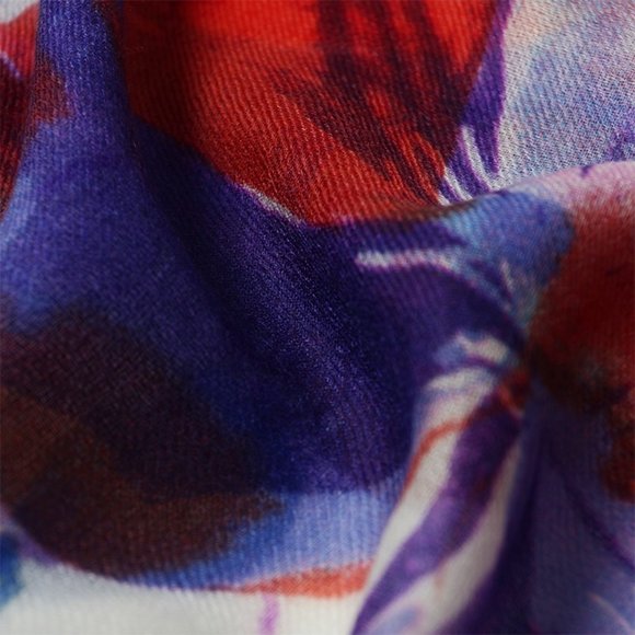 floral white women's cashmere  scarf / shawl - Picture 3 of 5